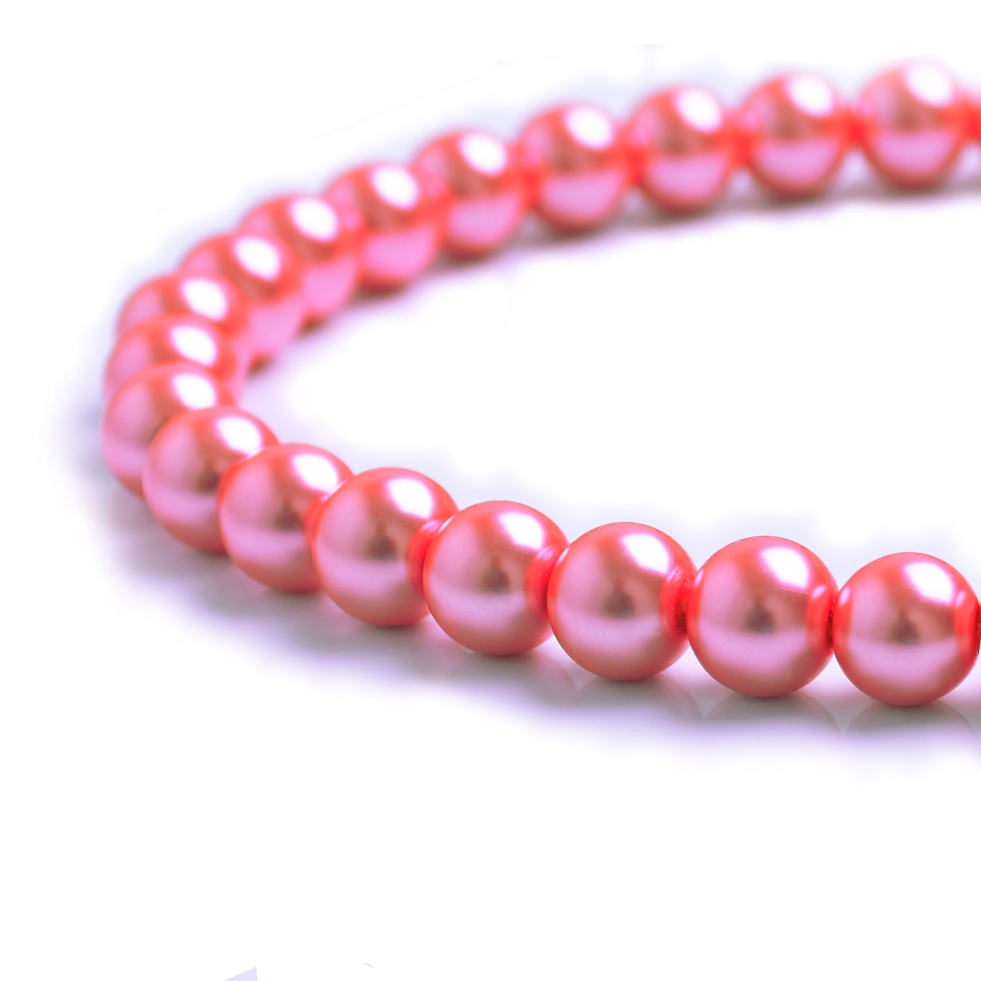 strong stretch cord bracelet Pink  white bead 6 12 inch bracelet 12mm beads