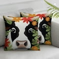 thumbnail image 3 of Rectangle Pieces Pillowcases Cow with Flowers Leaves Zippered Throw Pillow Case Cushion Pillow Covers Protectors for Home Car Decoration, 3 of 7
