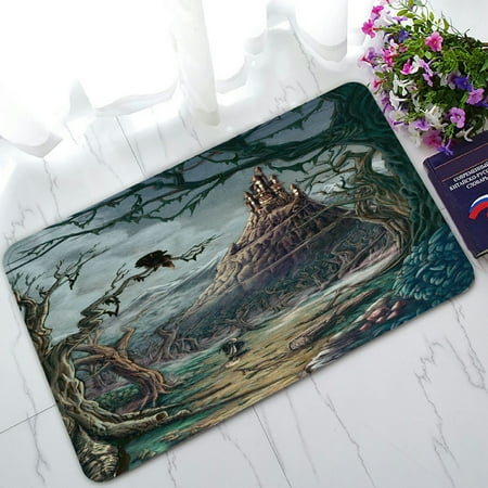 PHFZK Spooky Castle Doormat, Happy Halloween Doormat Outdoors/Indoor Doormat Home Floor Mats Rugs Size 30x18 inches