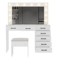 thumbnail image 5 of Ktaxon Large Makeup Vanity, Get Ready with Me GRWM Vanity Table Set w/ Visible Glass Top w/ Charging Station, White, 5 of 10