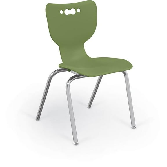 MooreCo Hierarchy 18" Plastic & Chrome School Chair with 4 Legs in Green