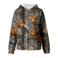 thumbnail image 4 of kmaduk Light Camo Hoodies for Teen Girls Cute Sweatshirt Maple Leaf Print Oversized Fleece Sweatshirts Pullover Tops with Pocket (Yellow, 7-8 Years), 4 of 6