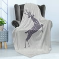 thumbnail image 4 of Christmas Soft Flannel Fleece Throw Blanket, Happy Holiday Message Written on a Deer Silhouette Snowy Winter, Cozy Plush for Indoor and Outdoor Use, 50" x 70", Pale Grey Purple Grey, by Ambesonne, 4 of 5