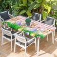 thumbnail image 2 of Easter Bunny Table Cloths for 5 Foot Rectangle Tables, Spring Easter Eggs Floral Pink Plaid Patio Waterproof Elastic Fitted Tablecloths, Washable Rectangular Table Cover for Camping, 2 of 8