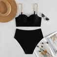 thumbnail image 5 of Bigersell String Bikini Sets For Women Women Bikini Two-Piece Set With Chest Pads Without Steel Color Print Strap Tall Sexy Bikini Sets Female, Style 5322, Black M, 5 of 9