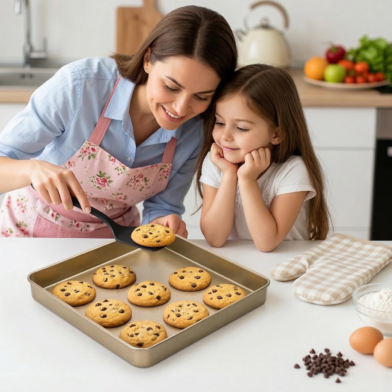 Baking Sheet Pans 3 Pack Square Nonstick Heavy Duty for Toaster Oven Baking