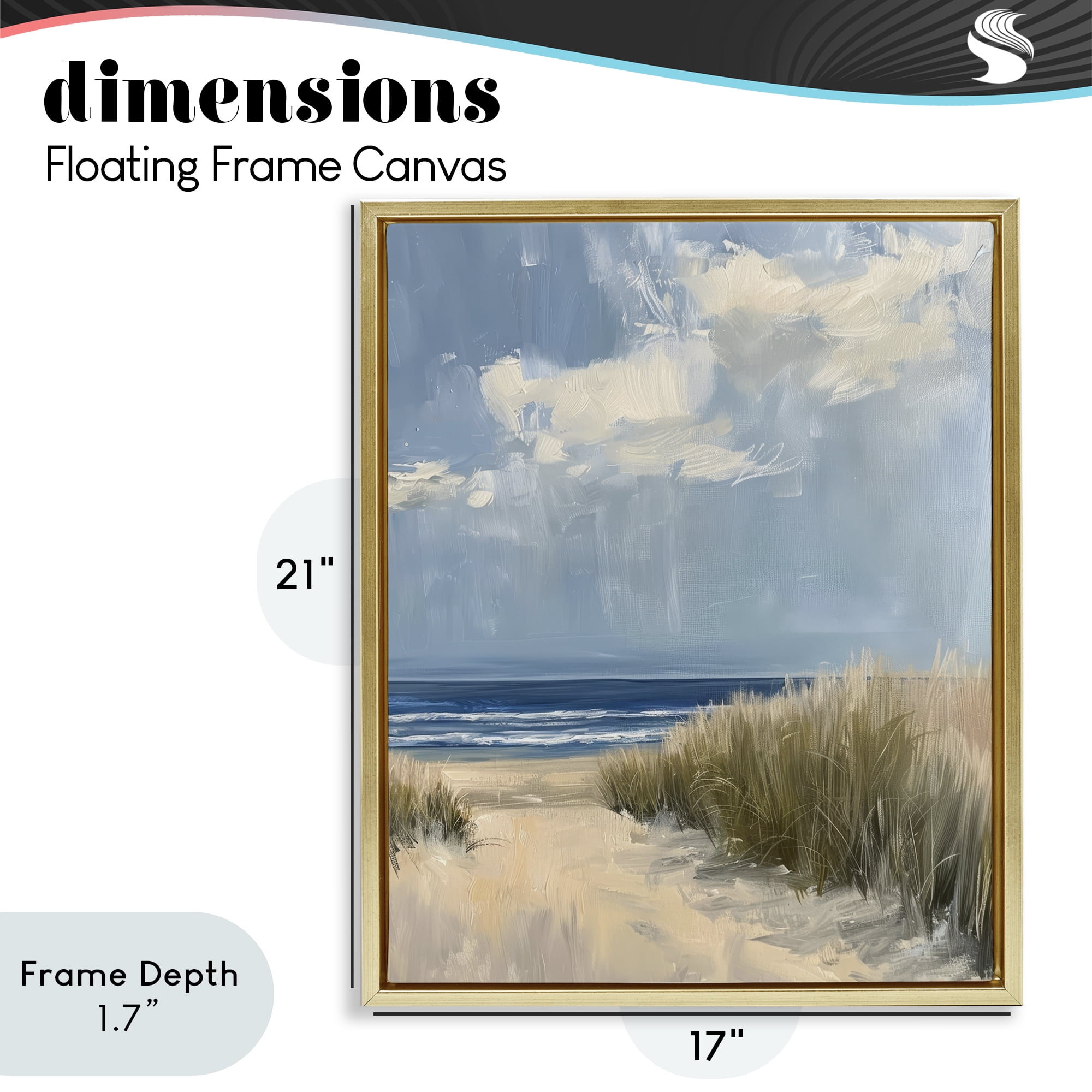 Stupell Industries In The Dunes By The Sea Gold Framed Floater Canvas Wall Art, design by Petal Prints Design