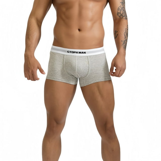 GTOPX MAN Men's Boxer Briefs Soft Ribbed Fabric Breathable Mordern Fit, Color Gray, 3-Pack, Size XL
