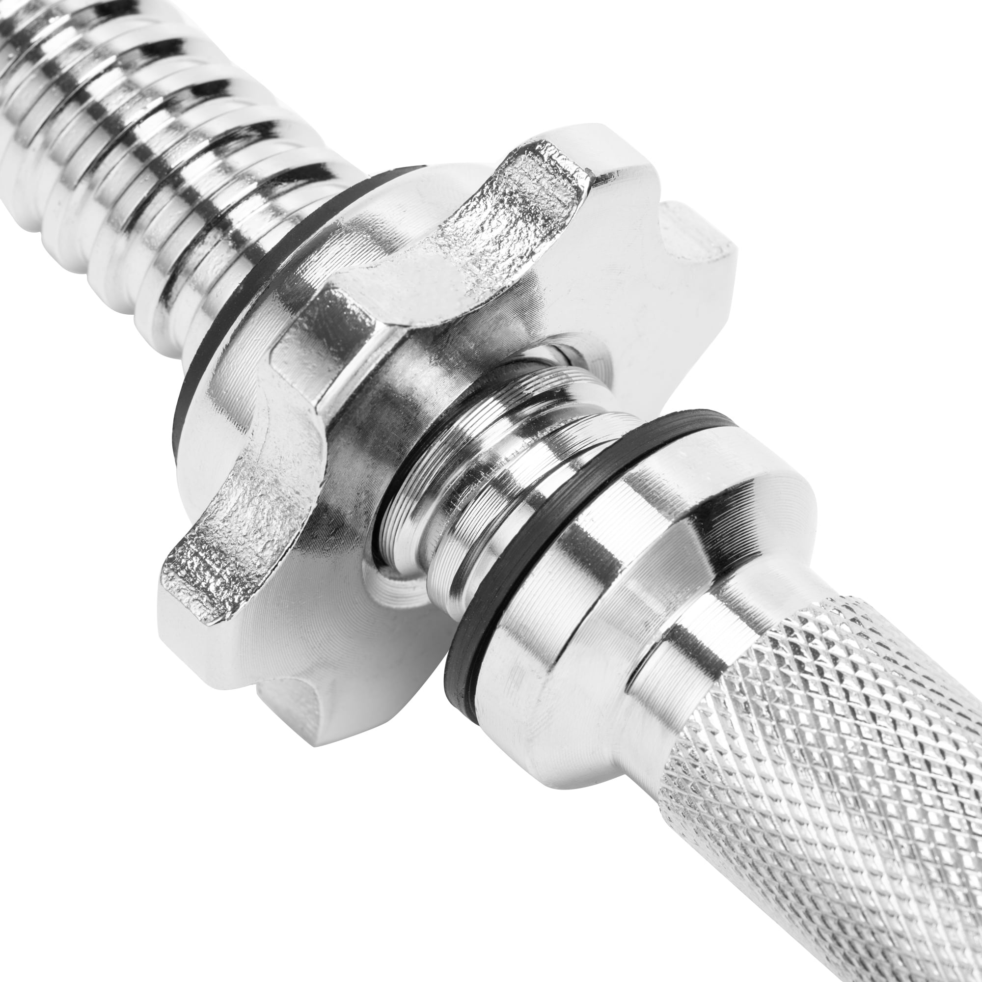 SAYFUT 1 Pairs 17.77in/ 45cm Adjustable Chrome Threaded Dumbbell Handles for Standard Weight Plates with 1'' Diameter Center, Hex nut