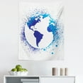 thumbnail image 1 of Abstract Tapestry, Globe with Ink Splatter Illustration Color Splashes All over World Map Continents, Fabric Wall Hanging Decor for Bedroom Living Room Dorm, 5 Sizes, Blue White, by Ambesonne, 1 of 1