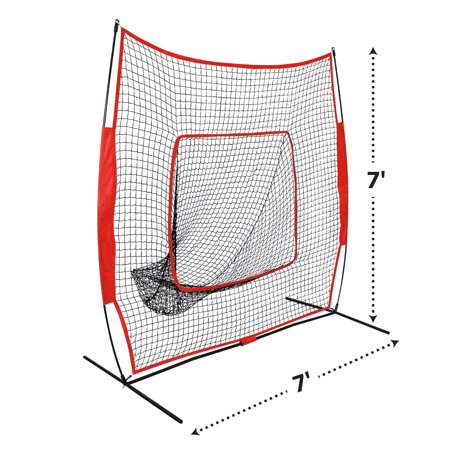 Sunnyoutdoor 7x7 ft Red Portable Baseball Net for Batting and Pitching
