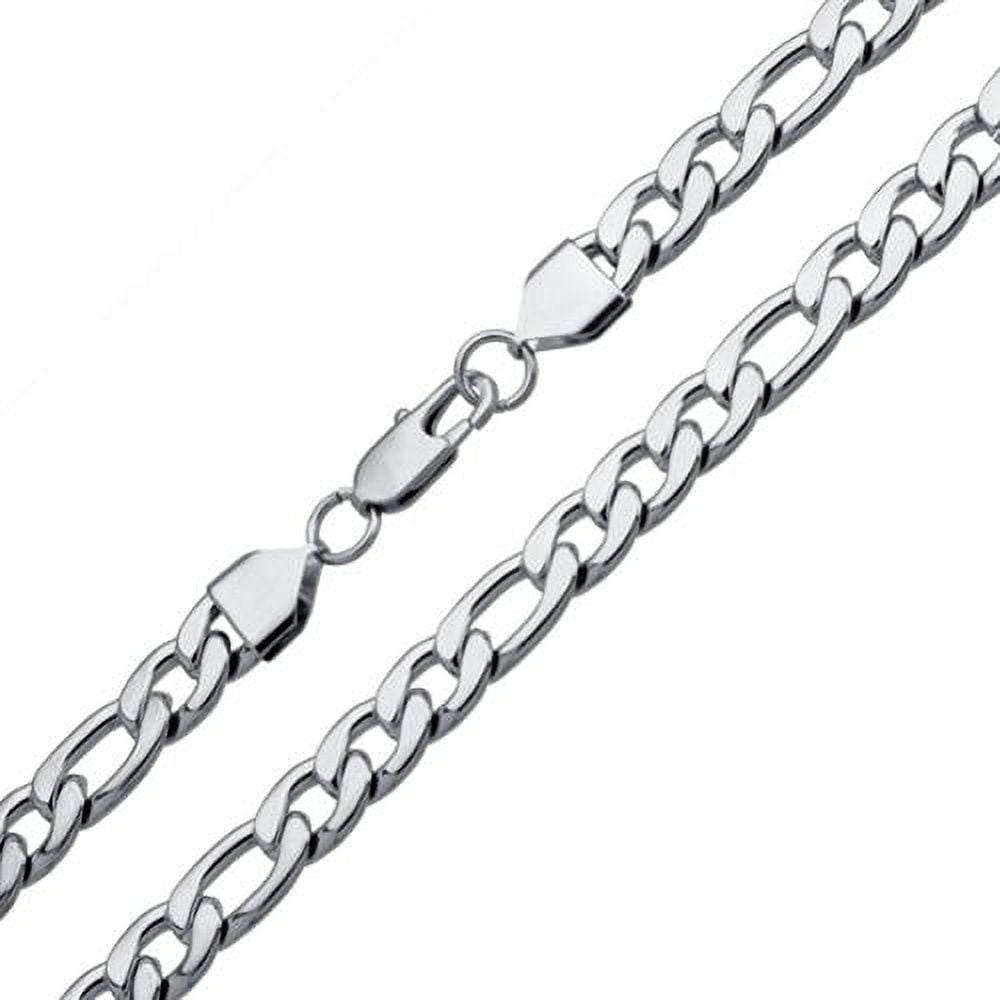BIG Jewelry Co Stainless Steel Men's 9-mm Figaro Chain Jewelry Set White