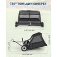 thumbnail image 3 of Senfot 50 Inch Black Steel Lawn Sweeper Leaf Collector Sturdy Steel Construction Large Capacity Collection Bag for Yard Grass Leaves Pine Needle Waste Pickup, 3 of 7