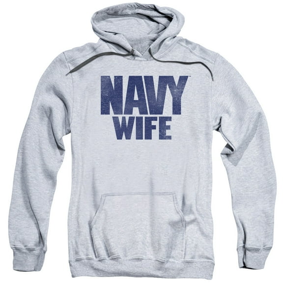 Navy Wife Adult Pullover Hoodie Sweatshirt Athletic Heather