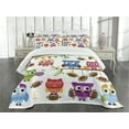 thumbnail image 3 of Ambesonne Owls Quilted Bedspread Set 3 Pcs, Cheerleader League Team, Queen Size, Multicolor, 3 of 5