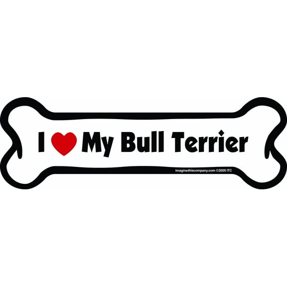 Imagine This Bone Car Magnet, I Love My Bull Terrier, 2-Inch by 7-Inch