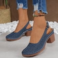 thumbnail image 5 of Viluyesy Women's Block Heeled Sandals, Adjustable Buckle Hollow Up Closed Toe New Style Comfortable Dress Shoes Blue, 5 of 9