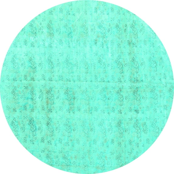 Ahgly Company Indoor Round Persian Turquoise Blue Traditional Area Rugs, 3' Round