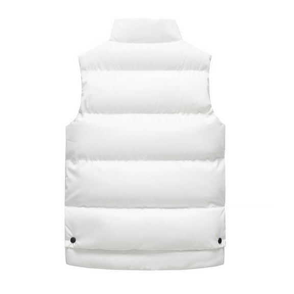 Odeerbi Men's Sleeveless Parkas Vest Winter Cotton Jacket Workwear Vest Large Size Waistcoat Cotton Jacket Men's Warm Vest White