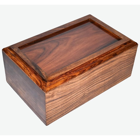 Handmade & Crafted Rosewood Borders Engraving Wooden Cremation Box/Urns for Human Ashes Adult - Funeral Urn Large (X-tra Large : 11" x 7.25" x 4.5" - 260lbs or 118kg, Natural 1)