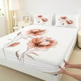 thumbnail image 3 of jejeloiu Watercolor Floral Queen Sheet Sets,Retro Flower Blossom Flat Sheet,White Orange Queen Fitted Sheet For Teens,Breathable Home Decor,4-Piece, 3 of 7