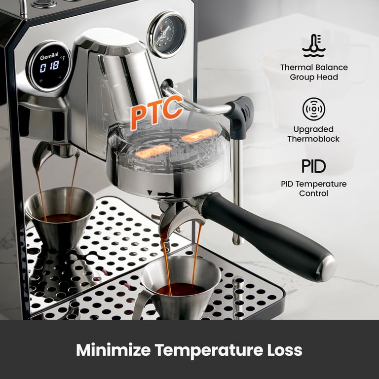 Gemilai G3006 Owl 15-Bar Semi-Auto Espresso Machine, Dual Display