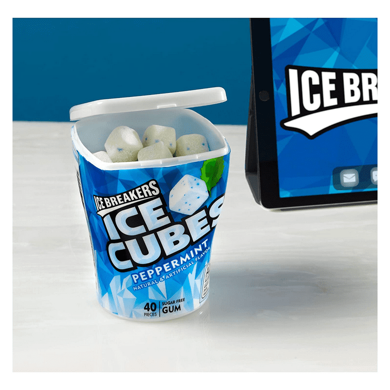 ICE BREAKERS ICE CUBES Peppermint Sugar Free Chewing Gum, Made