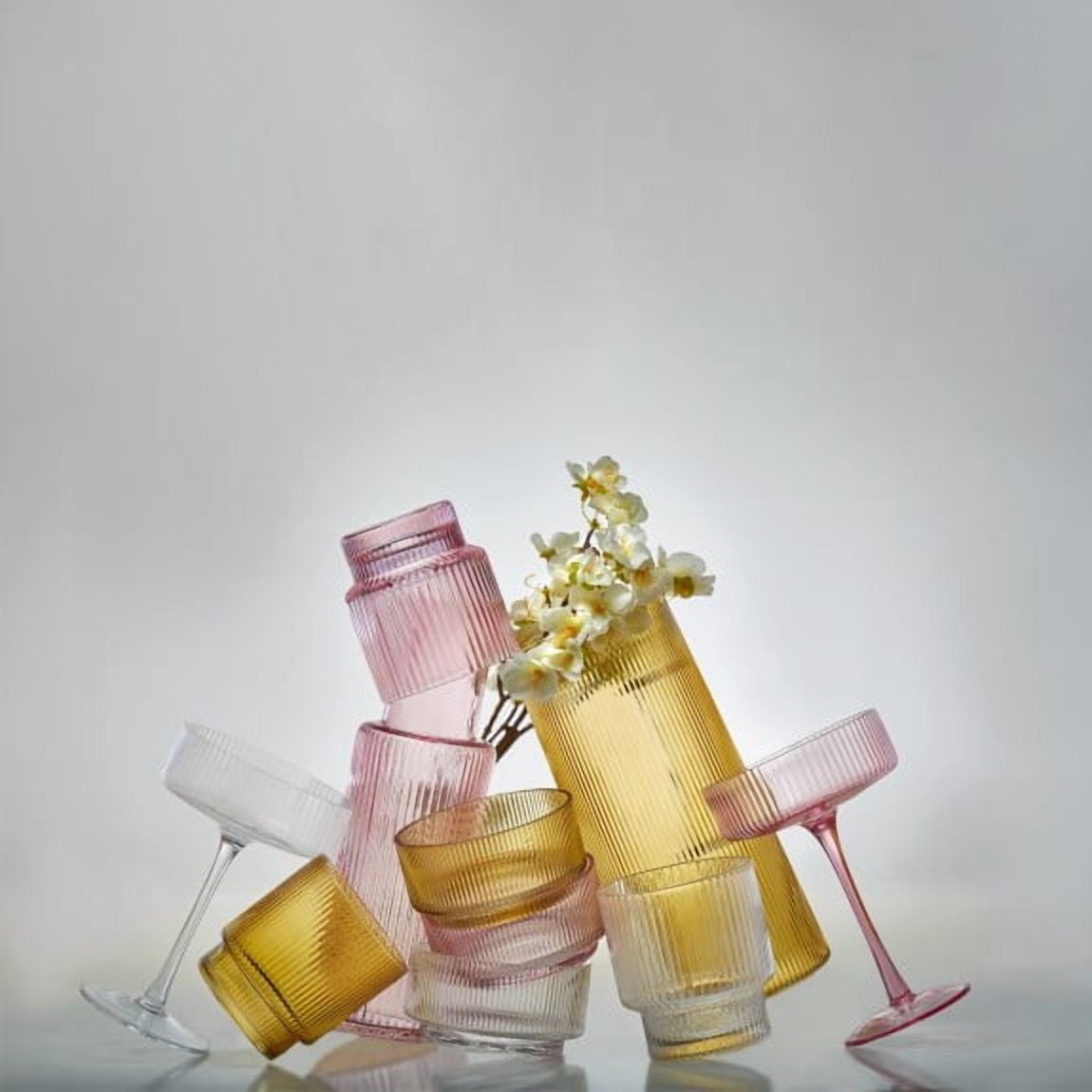 Striped Highball Glass 14 oz / 420 ml (Set of 4