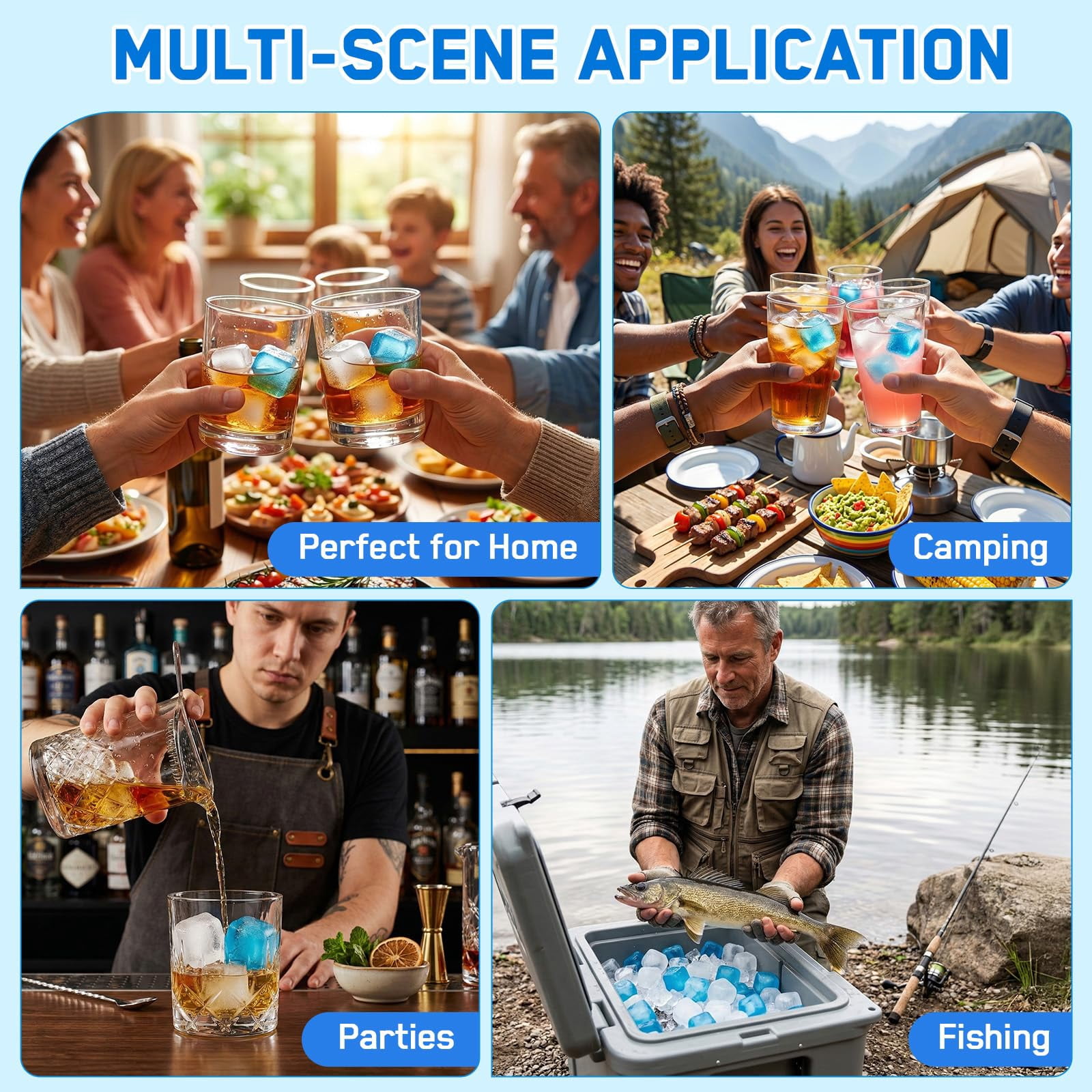 400 Pack Reusable Ice Cubes For Coolers Drinks  Plastic Cubed Packs Lunch Boxes Non-diluting Refreezable Outdoor Bath Coffee Bars Party Camping