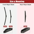 thumbnail image 4 of Unique Bargains 3 Pcs 26' 17' 12' Front Rear Windshield Wiper Blade Set Fit for Infiniti QX60 with J / U Hook Black, 4 of 6