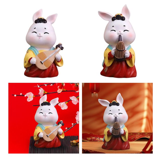 2 Piezas Estatua De Conejo Figuritas De Conejo Encantos Juguetes Para Decoración Del Hogar Baoblaze Escultura de conejo