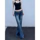 thumbnail image 2 of Pantalones vaqueros acampanados ajustados de cintura baja para mujer, pantalones de pierna ancha informales elegantes, pantalones de campana de mezclilla Sexy para mujer, verano, nuevo, 2 of 5