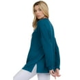 thumbnail image 3 of Women’s Cozy Up Oversized French Terry Long Sleeve Top, Teal, L, 3 of 4