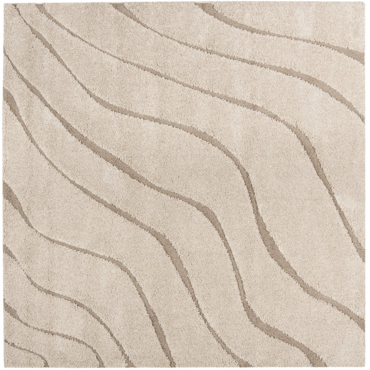 SAFAVIEH Florida Tabitha Geometric Waves Shag Area Rug, Cream/Beige, 5'3" x 7'6"