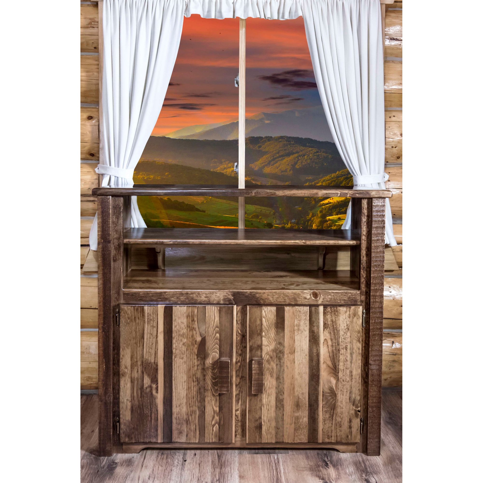Homestead Collection Media Center, Stain & Clear Lacquer Finish