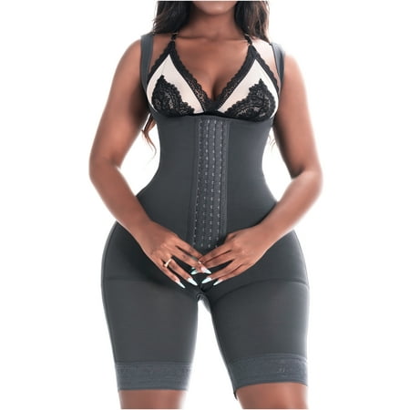 

Bling Shapers 098BF Fajas Colombianas Knee Length Shaper Open Bust Tummy Control Shapewear for Curvy Wide Hips