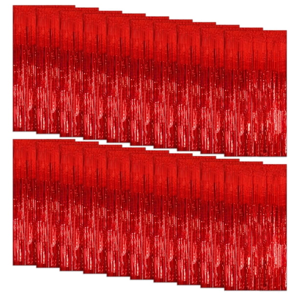 Telón de fondo de cortina de aluminio metálico rojo K.E.J. paquete de 20 unidades