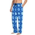 thumbnail image 2 of Men's Pajama Pants Blue Snowflakes Cotton Long Sleepwear Lounge Pants M, 2 of 7