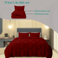 thumbnail image 2 of EGYLIN Pinch Pleated Pintuck Duvet Cover 3 Piece Set with Zipper Closure. Luxuriously Soft 100% Cotton with Textured Pintuck Pleats and Corner Ties - Burgandy - TWIN, 2 of 6