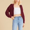 thumbnail image 4 of Patlollav Womens Casual Solid Corduroy Zip-Up Pocket Shirt Hooded Sweatshirt Cropped Jacket, 4 of 6