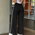 thumbnail image 4 of VV AVEORS Striped Track Pants Women Summer Striped Joggers Baggy Sweatpants Casual Sports Running Tall Petite Black 2XL, 4 of 6