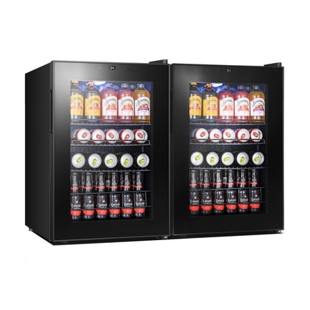 Yeego Beverage Cooler, 170 Cans Min Fridge with Glass Door for Home/Dorm/Office, 2 Pack