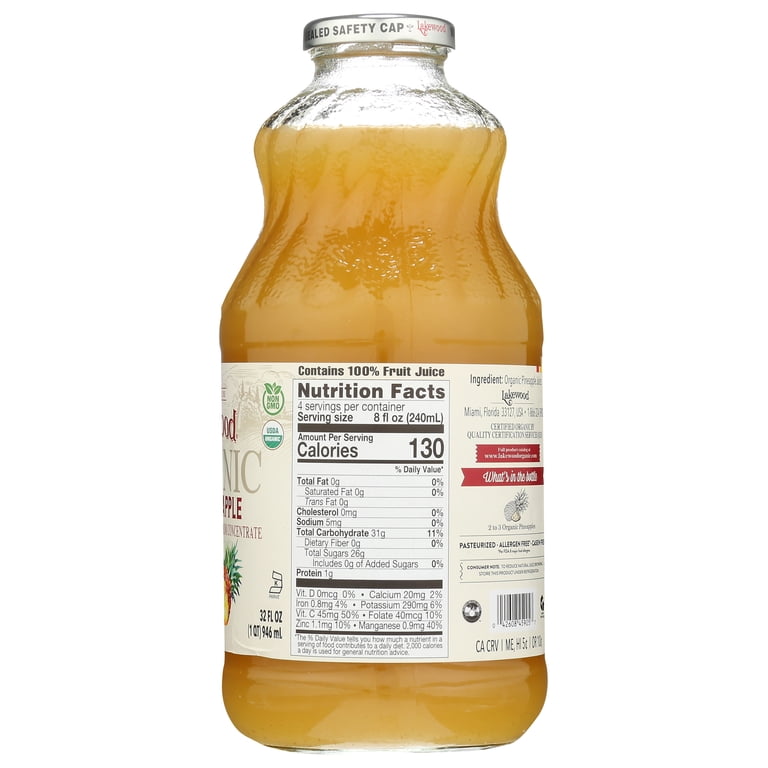 Lakewood Organic Pure Pineapple Juice, Fresh Pressed, 32 fl oz photo 6