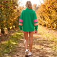 thumbnail image 4 of Oversized Color Block Sweatshirts for Womens Mock Neck Pullover Tops Long Sleeve Side Slits Drop Shoulder Shirt with Pockets Green 3XL, 4 of 4
