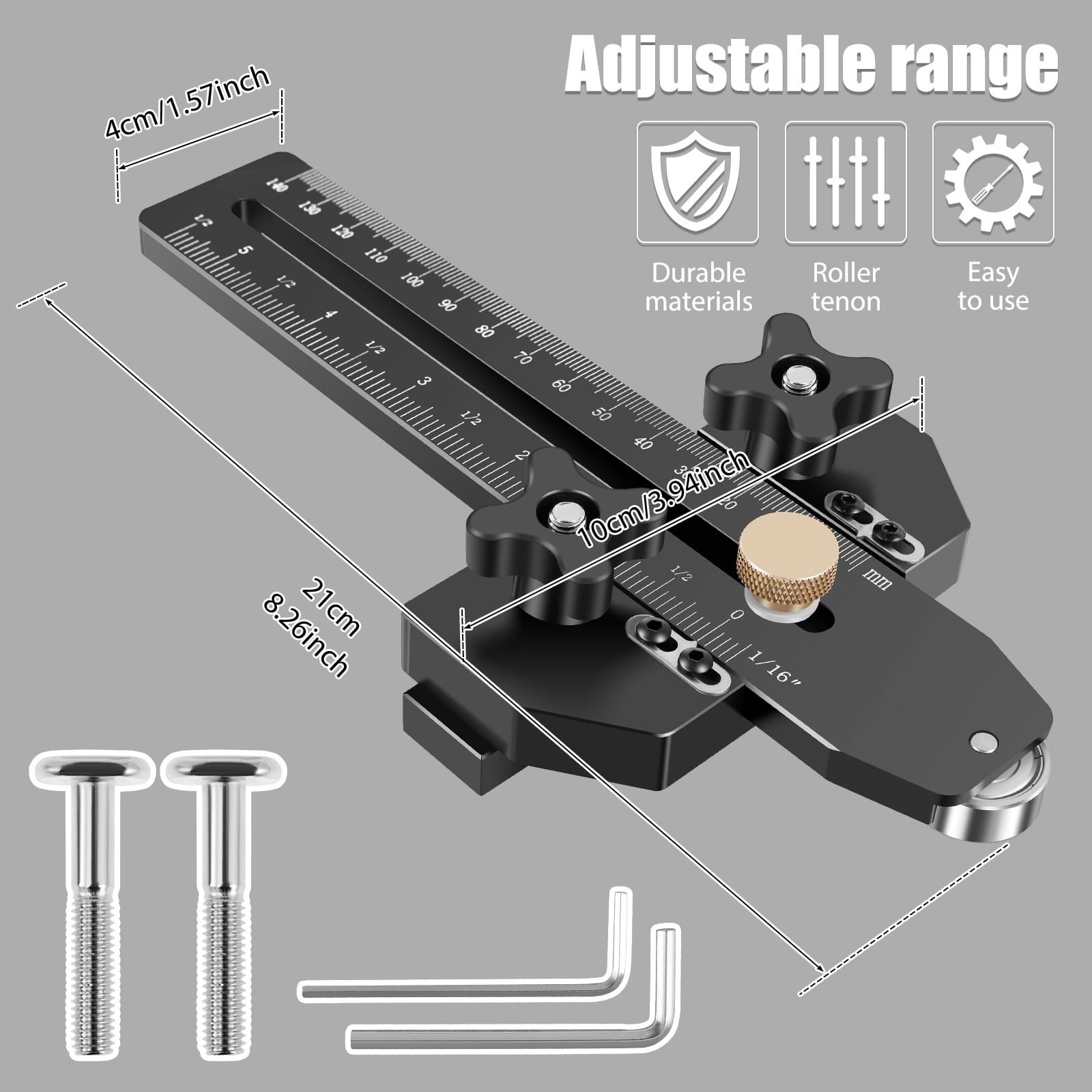 FUYGRCJ Table Saw Thin Rip Jig Guide Metal Woodworking Thin Ripping Guide Adjustable Narrow Thin Strip Repetitive Cutting Guide Safe and Fast Band Saw Jig for 3/8inch x 3/4inch T Slot