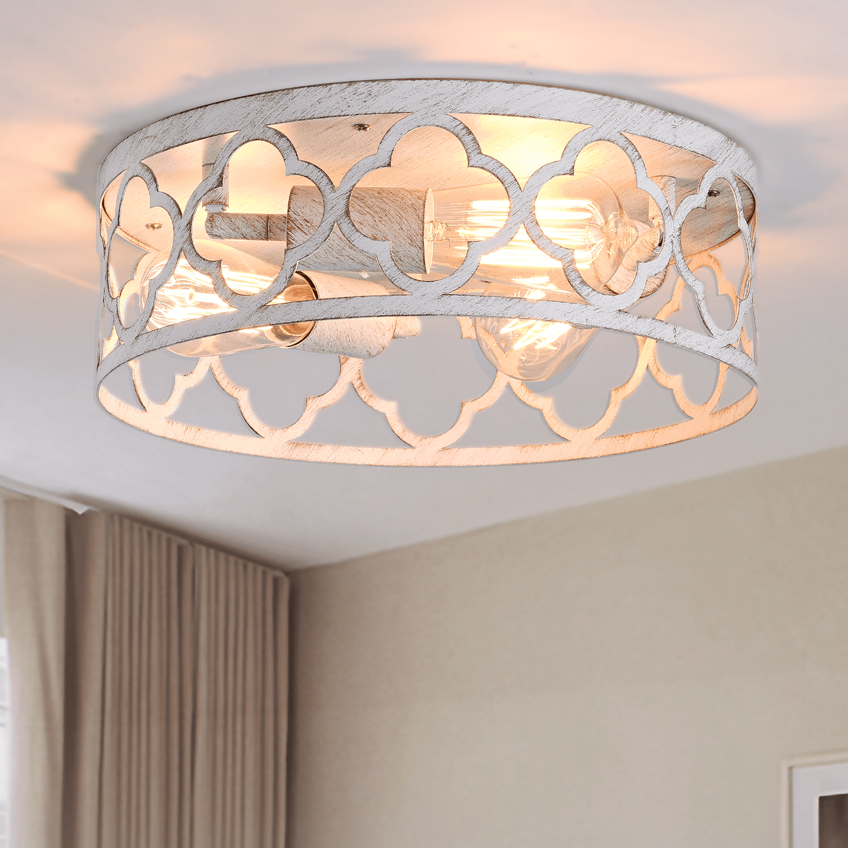 BESTOMINE Flush Mount Ceiling Light,13-inch Ceiling Light Fixture,3-Light Kitchen Light Fixtures,Farmhouse Light Fixtures for Bedroom,Living Room,Kitchen,Hallway and Foyer