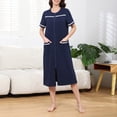 thumbnail image 6 of Ailaofu Women Zipper Robe Short Sleeve Duster Housecoat Short Bathrobes Zip Front Nightgown with Pockets, 6 of 7