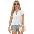 thumbnail image 4 of Blusa AURUZA Suiza de chifón con lunares y cuello en V y manga con volantes, 4 of 6
