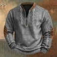 thumbnail image 2 of ZCFZJW Big and Tall Regular Fit Casual Sweaters for Men Long Sleeve 1/4 Zip up Pullovers Loose Lightweight Comfy Cable Knit Warm Jacket Tops Gray L, 2 of 3