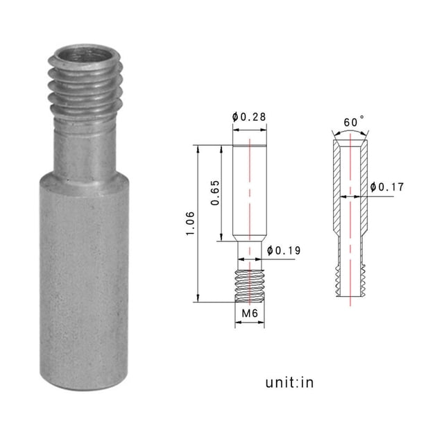 Ruiboury 3D Printer Nozzle Throat Stainless Steel 3D Printer Extruder Ender Accessory, Ender-3/3S